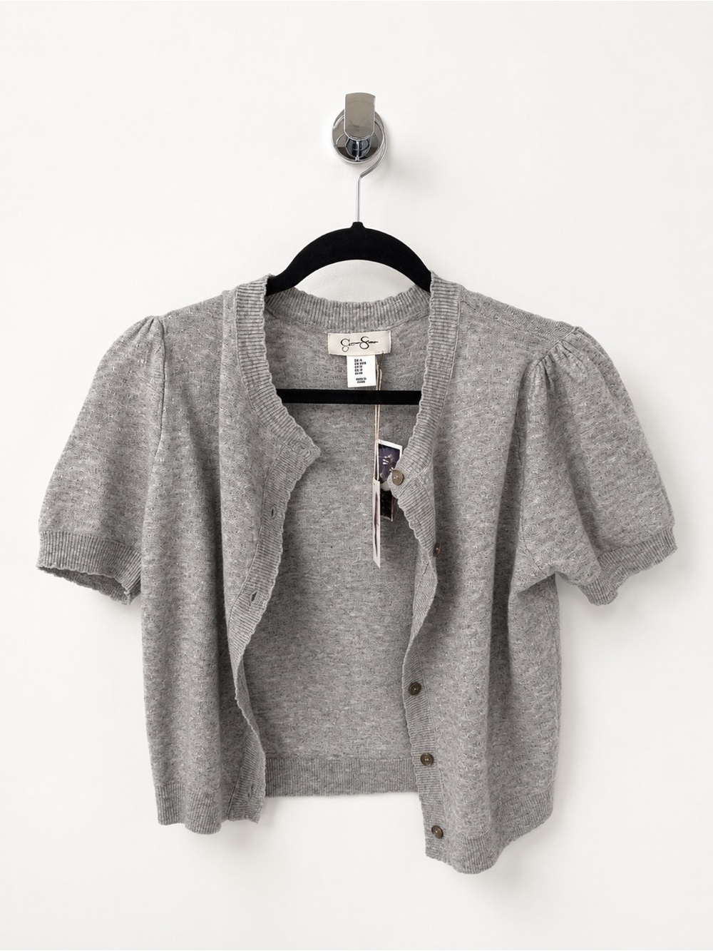 J. Crew Heather Gray Short Sleeve Button Cardigan